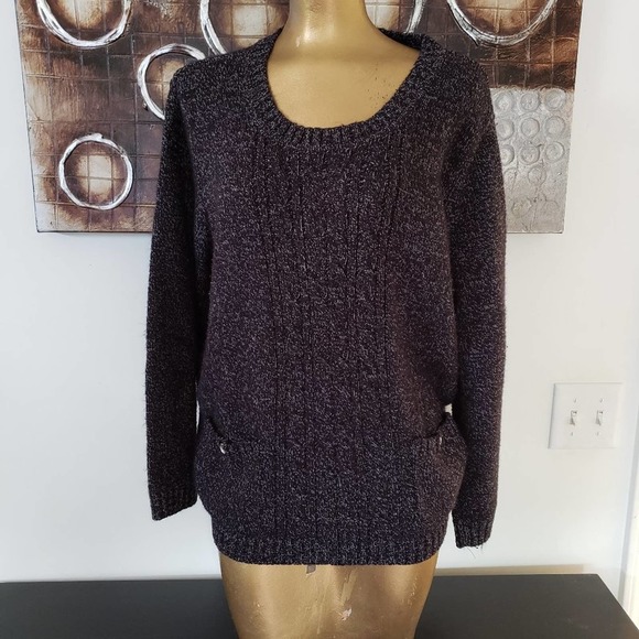Karen Scott Deep Heather Purple Sweater With White Flecks Size 1X - Picture 7 of 11